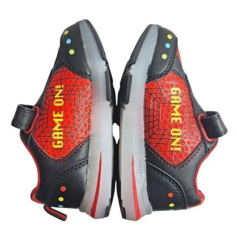 MICKEY Boys Light-Up Shoes Sneakers Toddlers Size 10 (18 Cm) New color Red Black